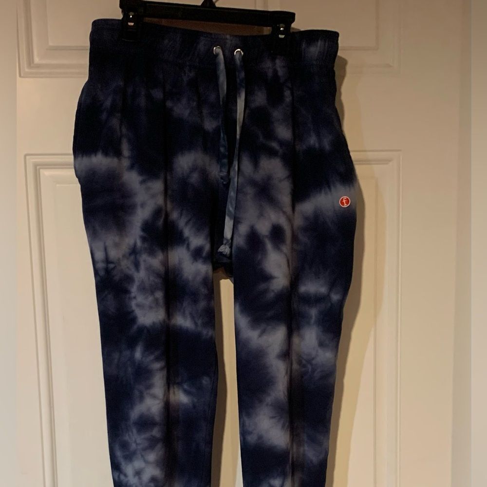 Blue and White Tie-Dye Joggers with Stretchy Comfort